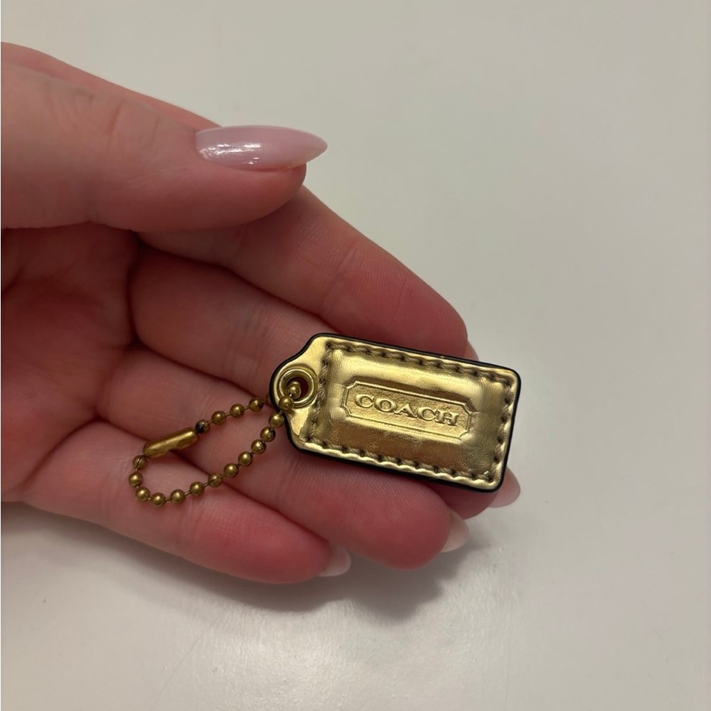 Coach gold leather handbag charm or keychain hangtag - Picture 4 of 8